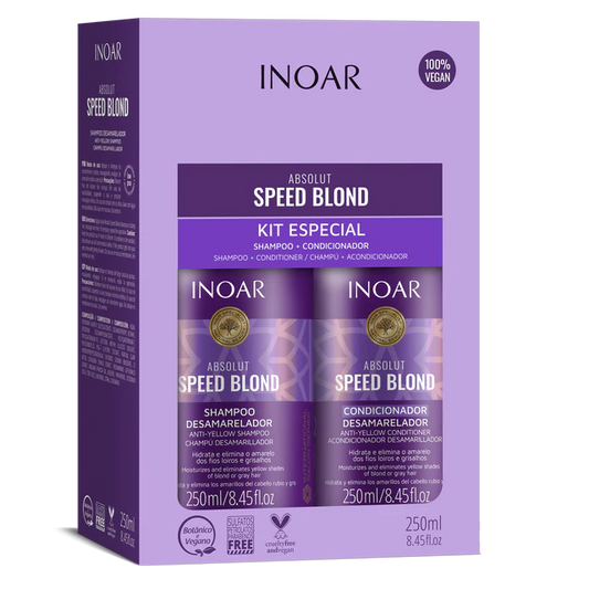 INOAR Absolut Speed Blond priemonių rinkinys šviesiems plaukams nuo geltonų atspalvių 2x250 ml