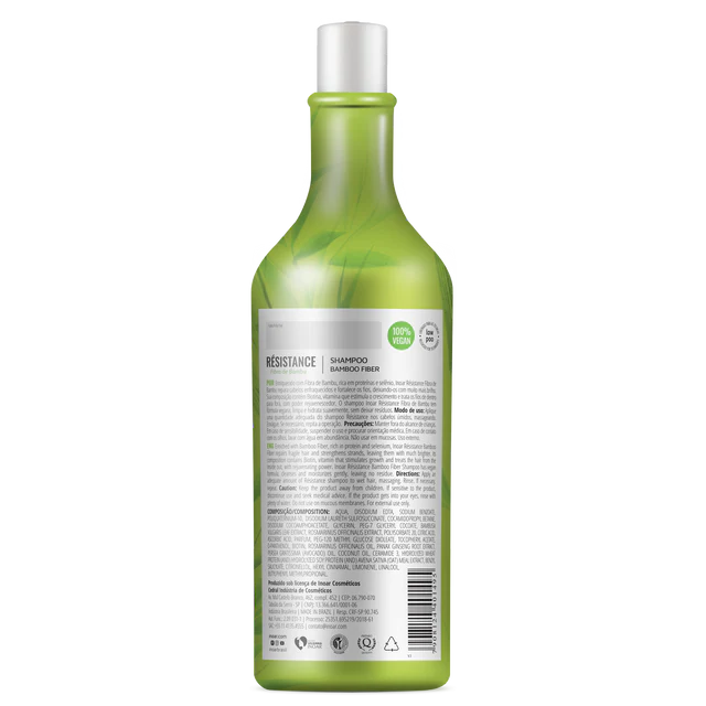 INOAR Resistance Fibra de Bambu šampūnas 1000 ml pažeistiems plaukams stiprinti ir suteikti žvilgesio