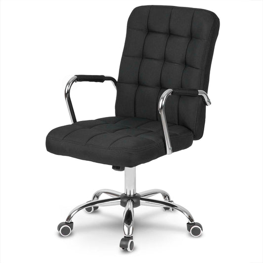Juoda ergonomiška medžiaginė biuro kėdė Benton su porankiais ir TILT mechanizmu