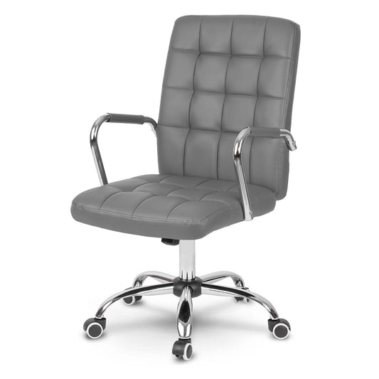 Pilka odinė biuro kėdė Benton su ergonominiu atlošu ir aukščio reguliavimu