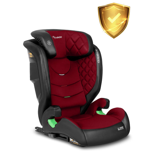 Juoda raudona automobilinė kėdutė vaikams Nukido Louis su ISOFIX 15-36 kg 4-12 metų vaikams