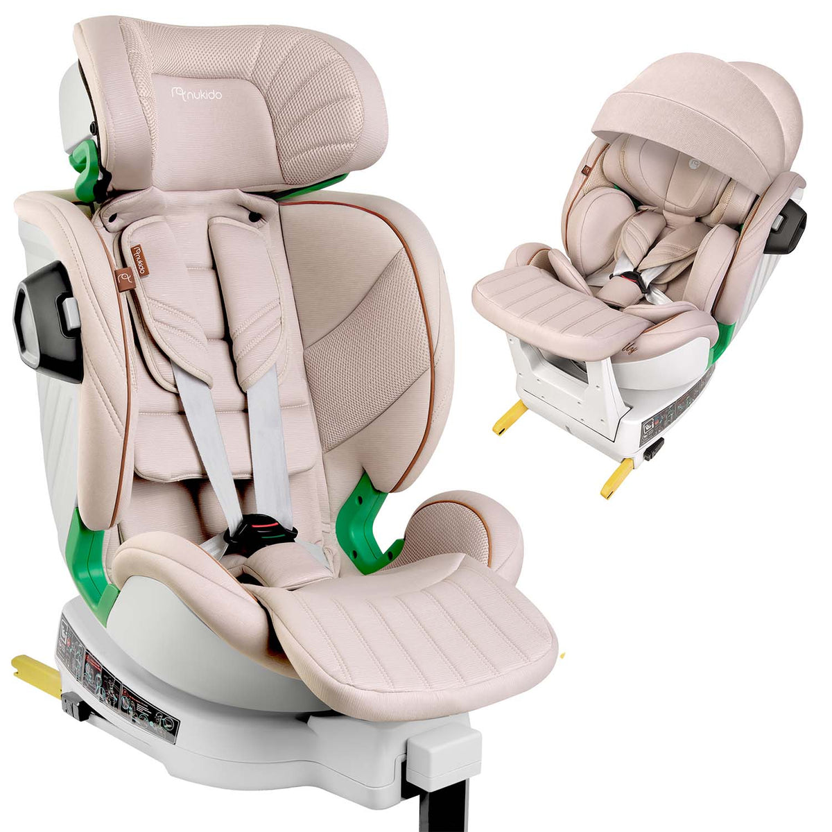 Pasukama automobilinė kėdutė su atramine koja Nukido Shelly, i-Size, ISOFIX
