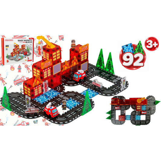 Magnetinis konstruktorius su savaeigiu gaisriniu automobiliu Ricokids, 92 dalys