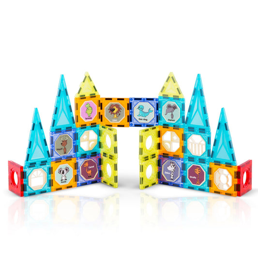 Ricokids magnetinės kaladėlės vaikams XXL rinkinys su figūrėlėmis kūrybiškiems statiniams