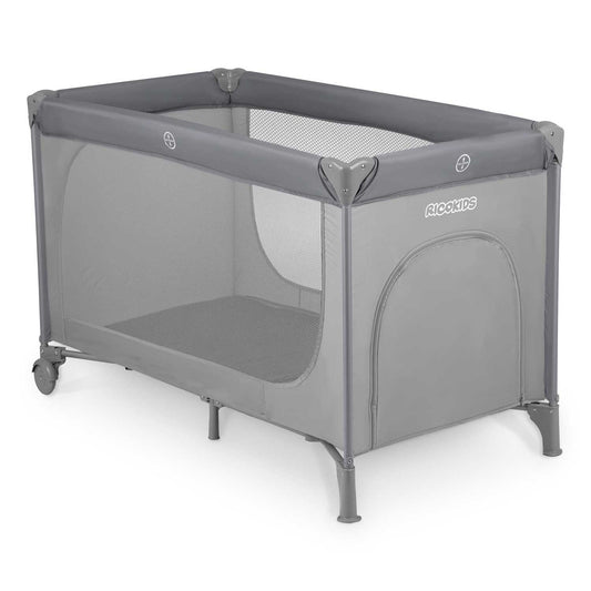 Kelioninė kūdikio lovelė pilka 125x65x78 cm su čiužiniu ir transportavimo krepšiu