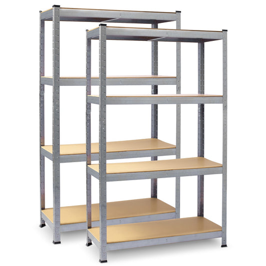 Metalinis stelažas 2 dalių rinkinys 174x80x40 cm cinkuotas sandėliavimo lentynų komplektas su reguliuojamomis lentynomis po 150 kg