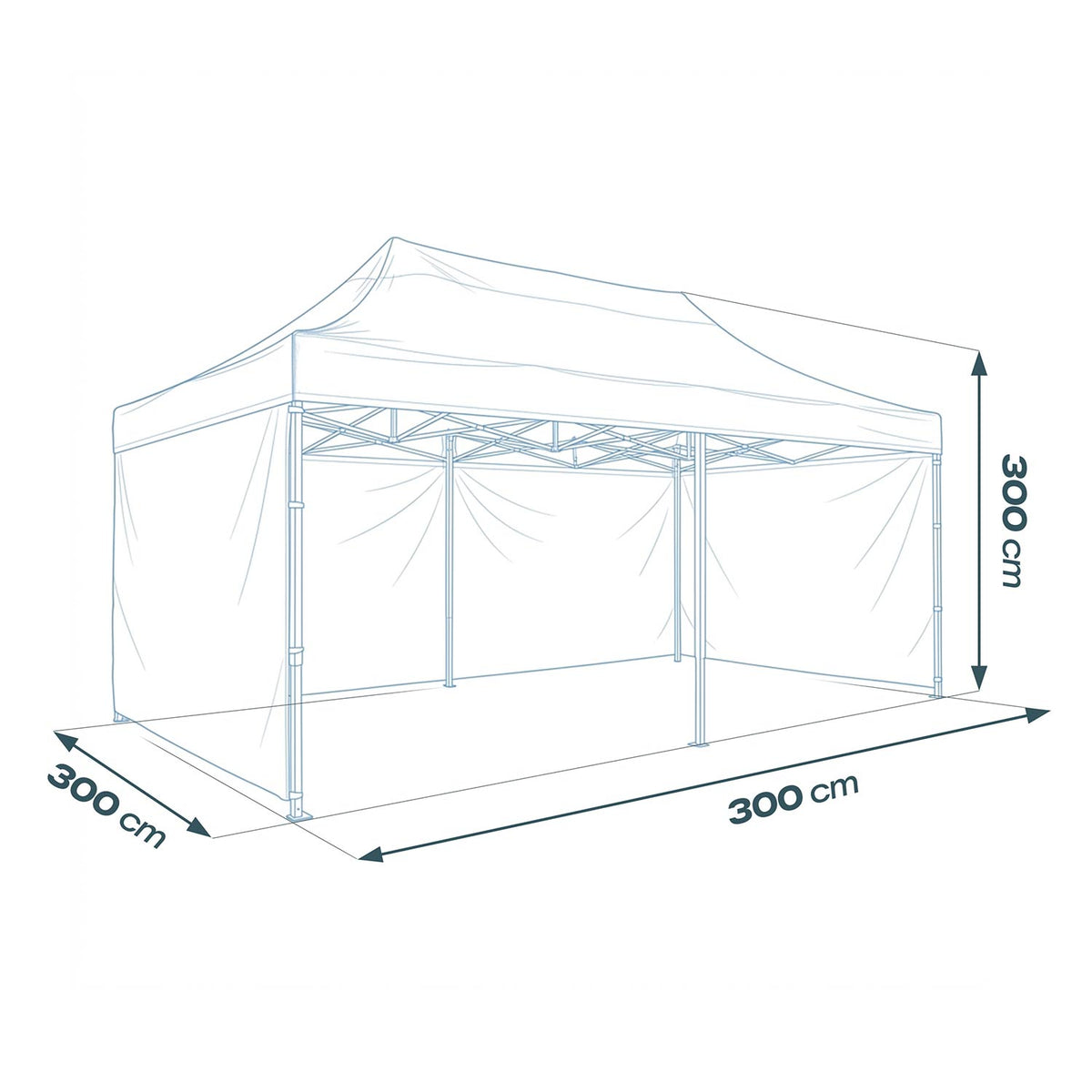 Sulankstomas sodo paviljonas Plonos, 3 × 6 m, 3 sienos, žalias
