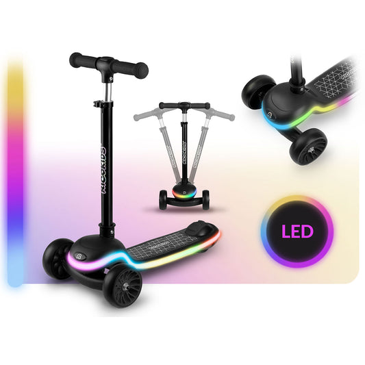 Triratis balansinis paspirtukas Ricokids Leddi su LED, juodas