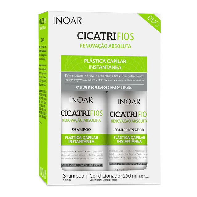 INOAR CicatriFios plaukų atstatymo rinkinys pažeistiems plaukams su argano aliejumi 2x250 ml