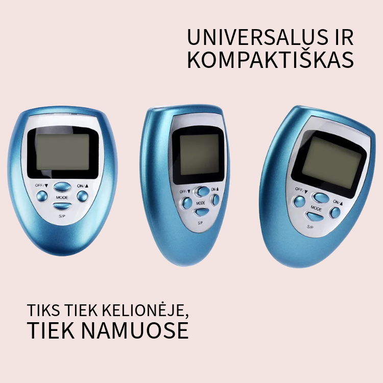 Impulsinis masažuoklis raumenų atpalaidavimui su 4 elektrodų pagalvėlėmis skausmo mažinimui