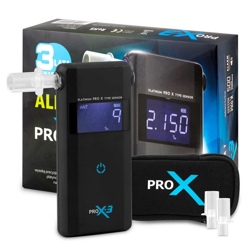 Alkomat elektrochemiczny AlcoForce PRO X-3 su ekranu, tikslūs matavimai ir patikimumas jūsų saugumui.