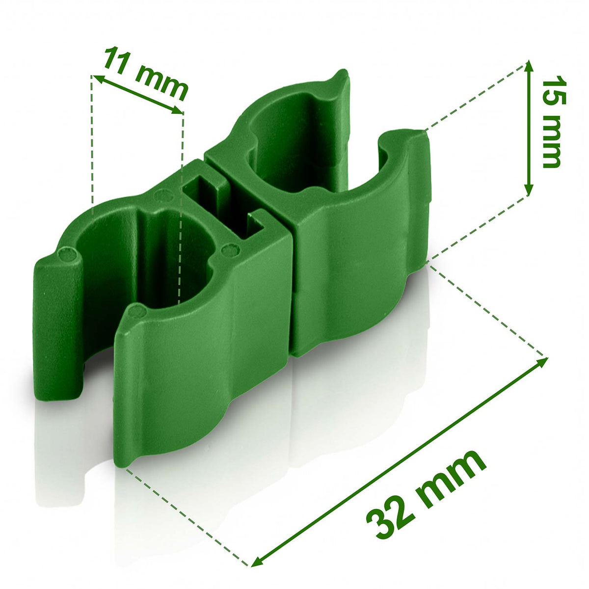 Augalų atramų jungtys Plonos, 2 tipo, 11 mm, 10 vnt., žalios