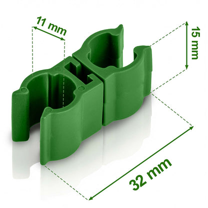 Augalų atramų jungtys Plonos, 2 tipo, 11 mm, 10 vnt., žalios