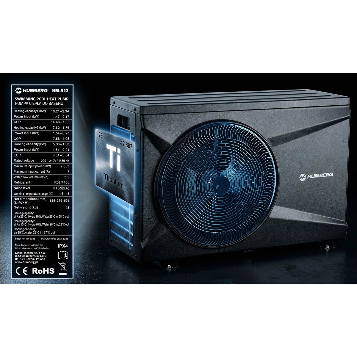 Baseino ir SPA šilumos siurblys Humberg, 10 kW