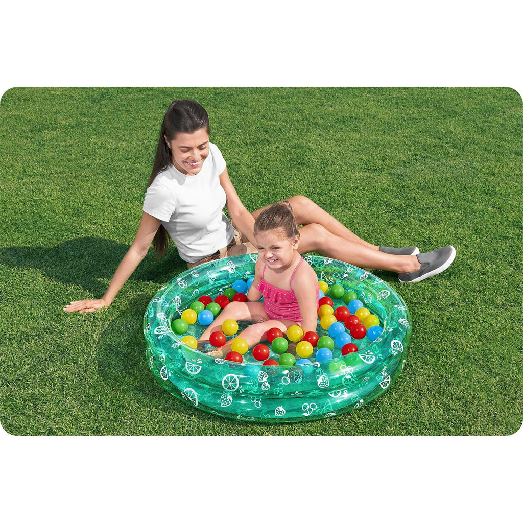 Vaikiškas rožinis pripučiamas baseinas su kamuoliukais Bestway 91x20 cm vaikams vasarai