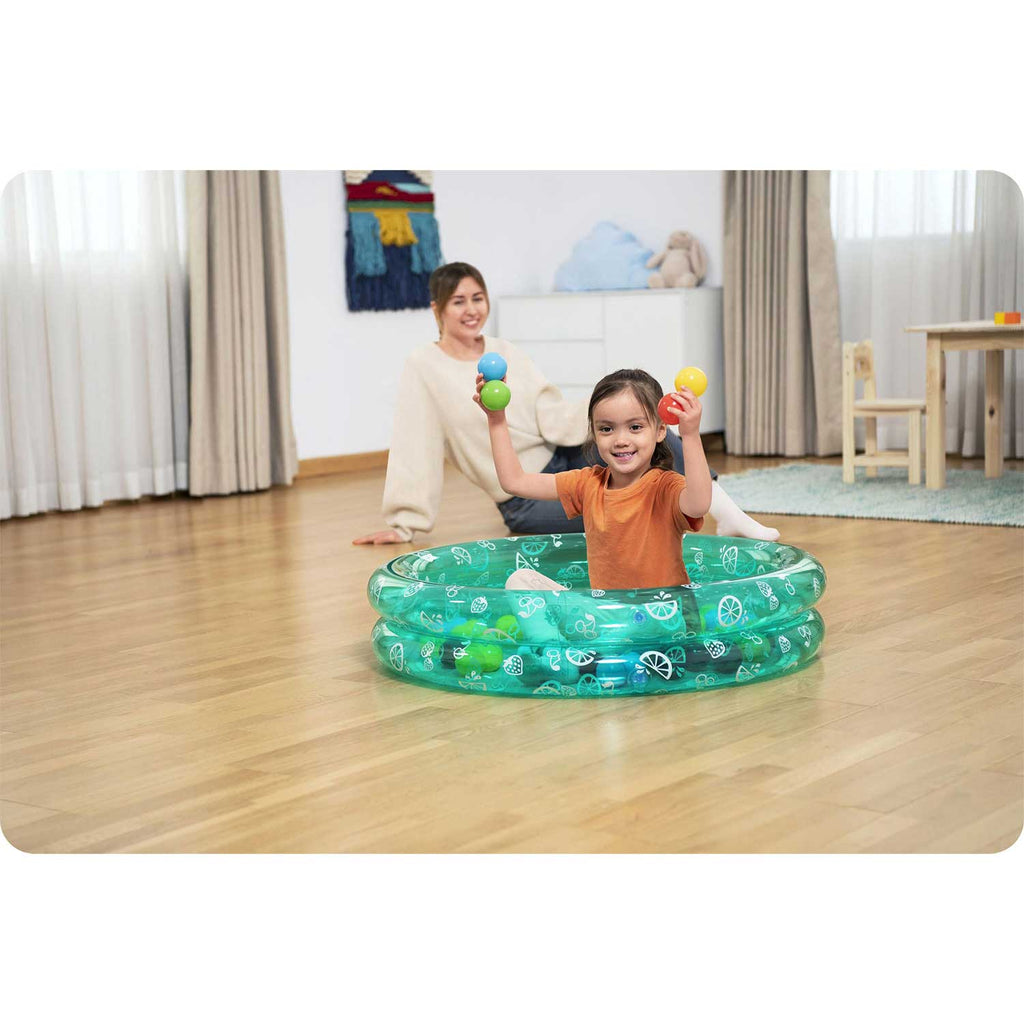 Vaikiškas rožinis pripučiamas baseinas su kamuoliukais Bestway 91x20 cm vaikams vasarai