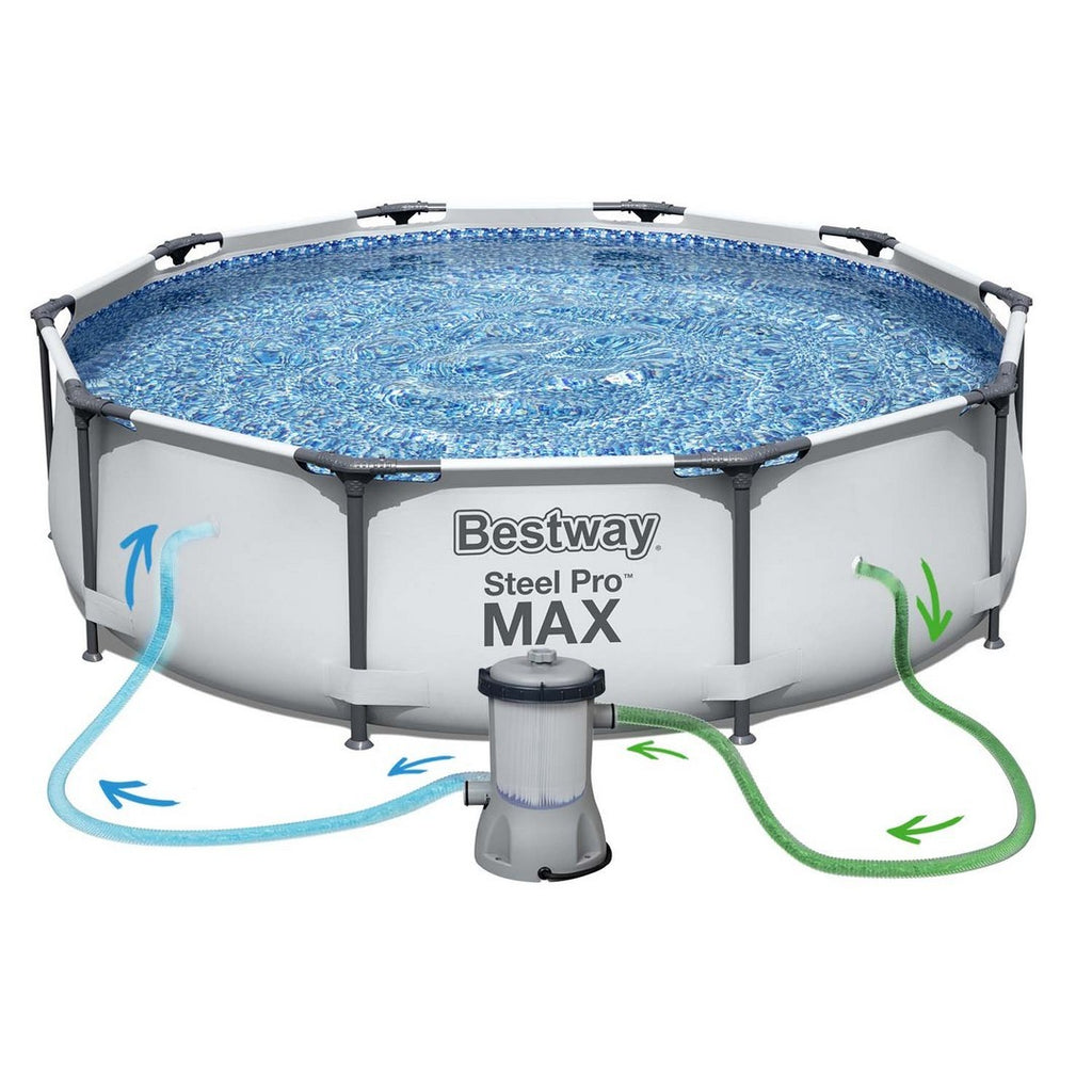 366 x 76 cm Bestway 56416 sodo rėmo baseinas 9in1 su siurbliu laiptais uždangalu ir priedais