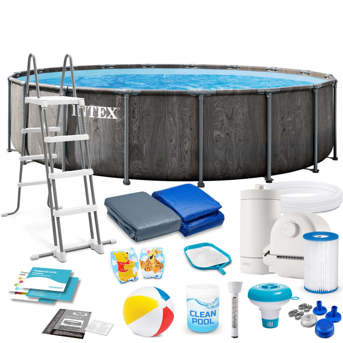 Karkasinis baseinas Intex, 549 × 122 cm, 18 dalių komplektas