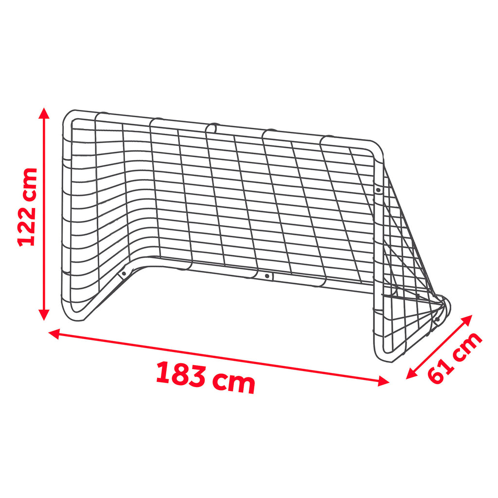 Futbolo vartai 183x122x61 cm juodi lauko treniruotėms vaikams ir suaugusiems