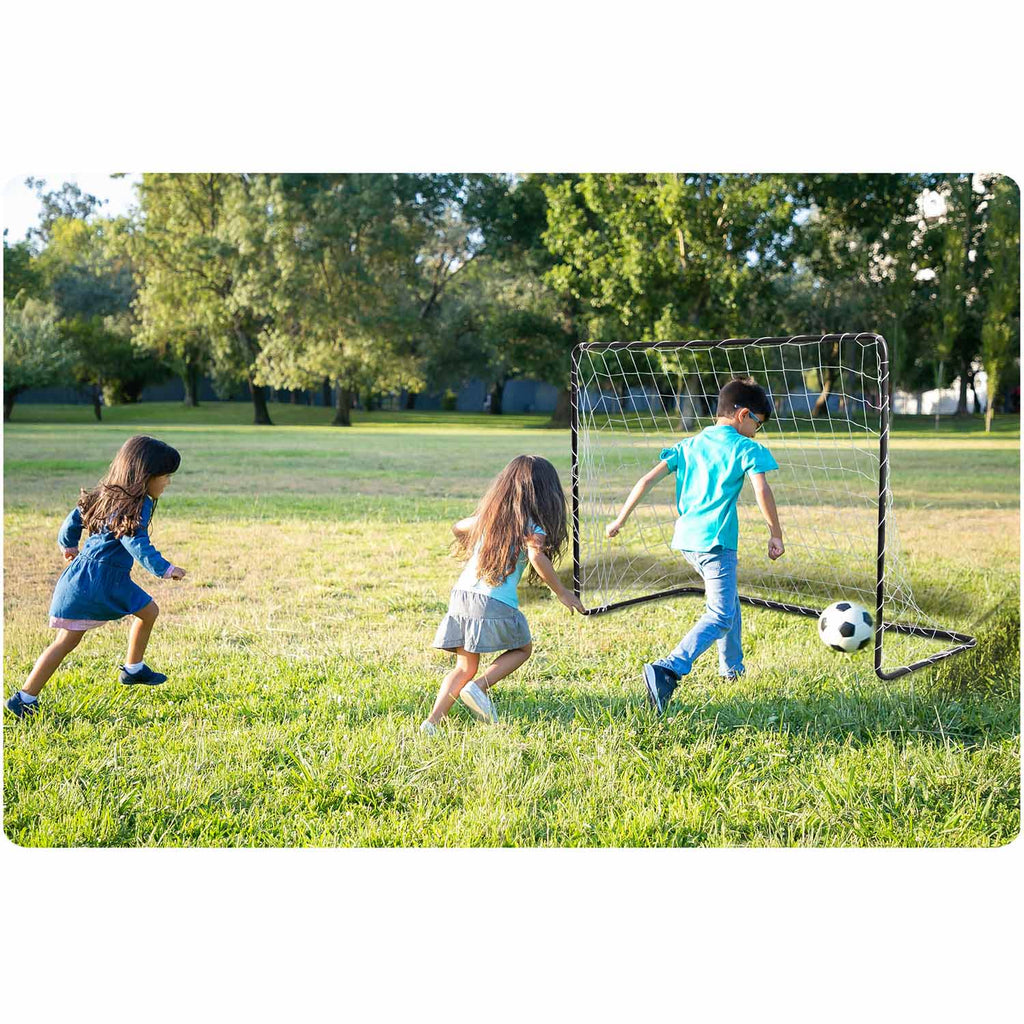 Juodi futbolo vartai 183x122x61 cm vaikams ir šeimai lauko žaidimams ir treniruotėms