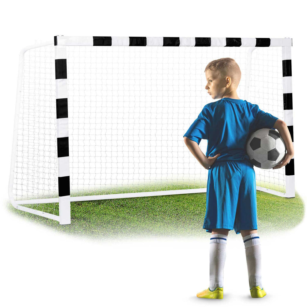 Futbolo vartai 300x200x90 cm juodai balti vaikams ir šeimos žaidimams lauke