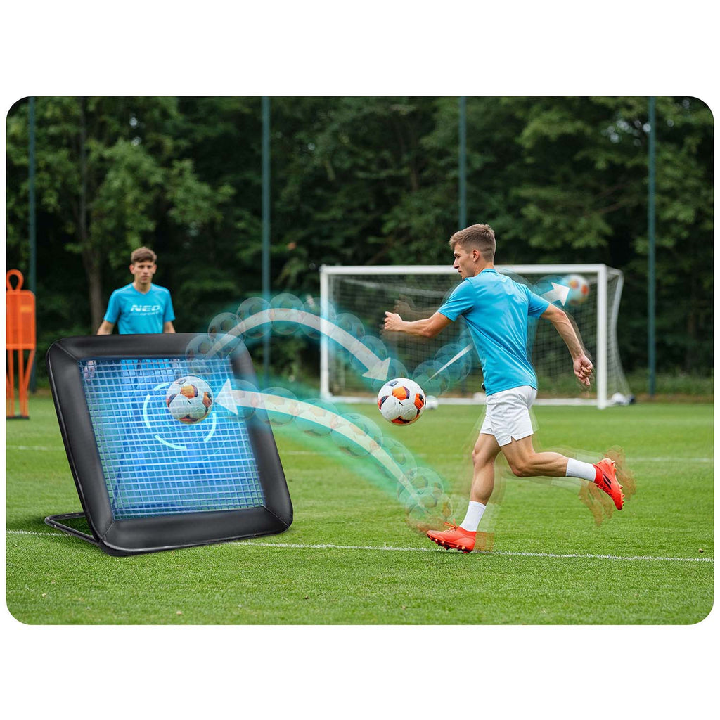 Rebounder Neo-Sport futbolo treniruočių vartai 122x120 cm vaikams ir suaugusiems lauko treniruotėms
