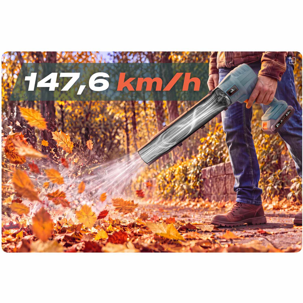 Akumuliatorinis lapų, žolės ir sniego pūstuvas Plonos, 21 V, 350 W