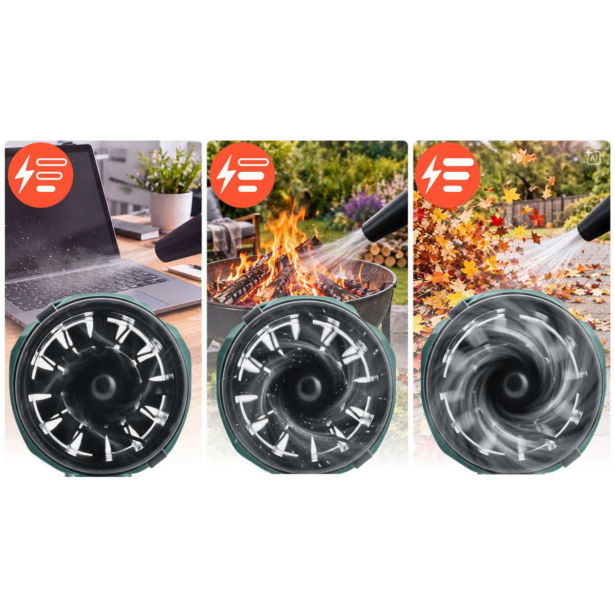 Akumuliatorinis pūstuvas Plonos, 21 V, 300 W, 2 × 2 Ah