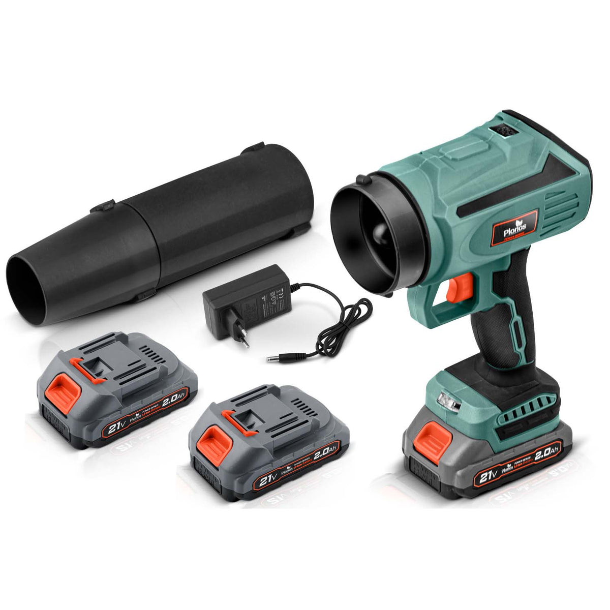 Akumuliatorinis pūstuvas Plonos, 21 V, 300 W, 2 × 2 Ah