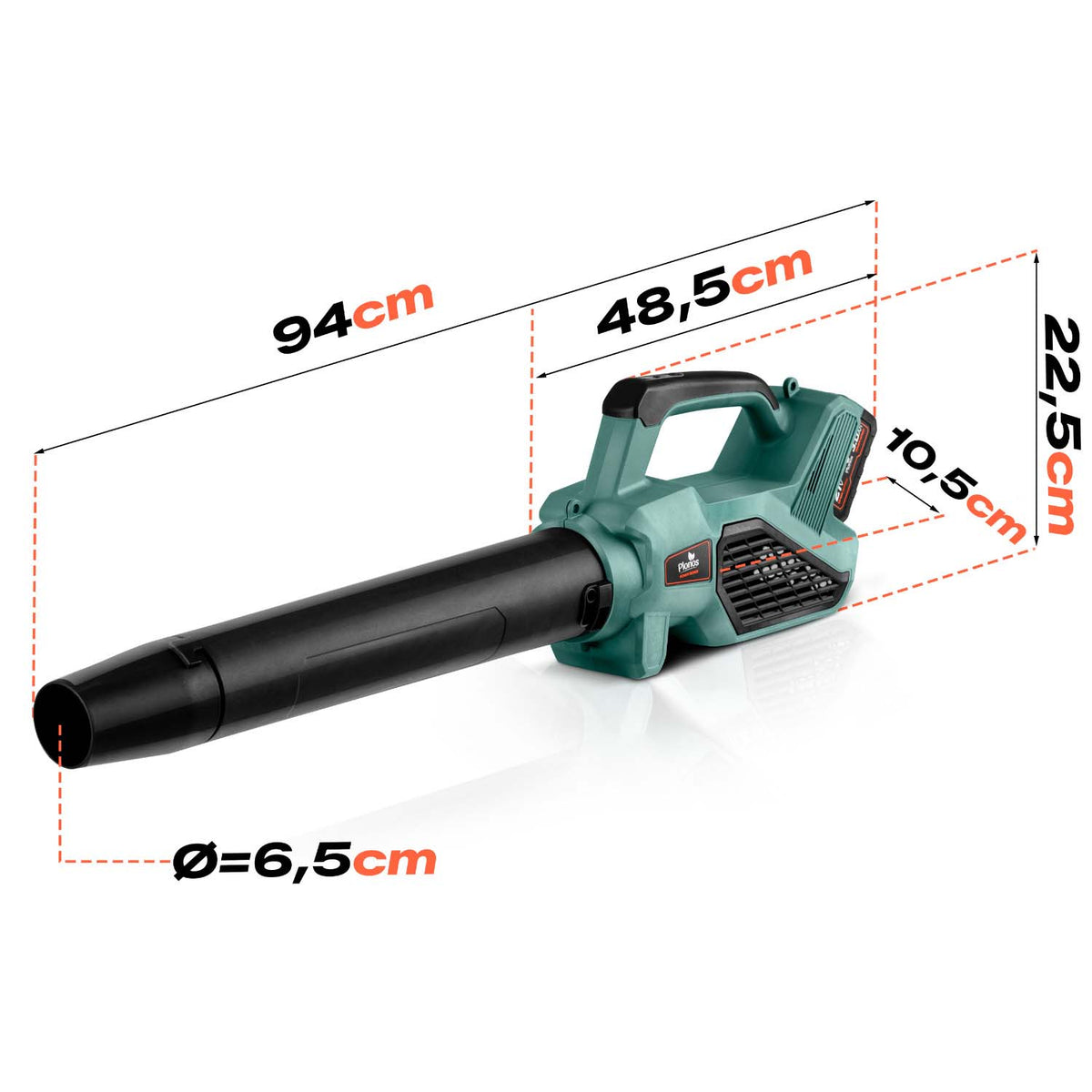 Akumuliatorinis pūstuvas Plonos, 21 V, 300 W, 2 × 3 Ah