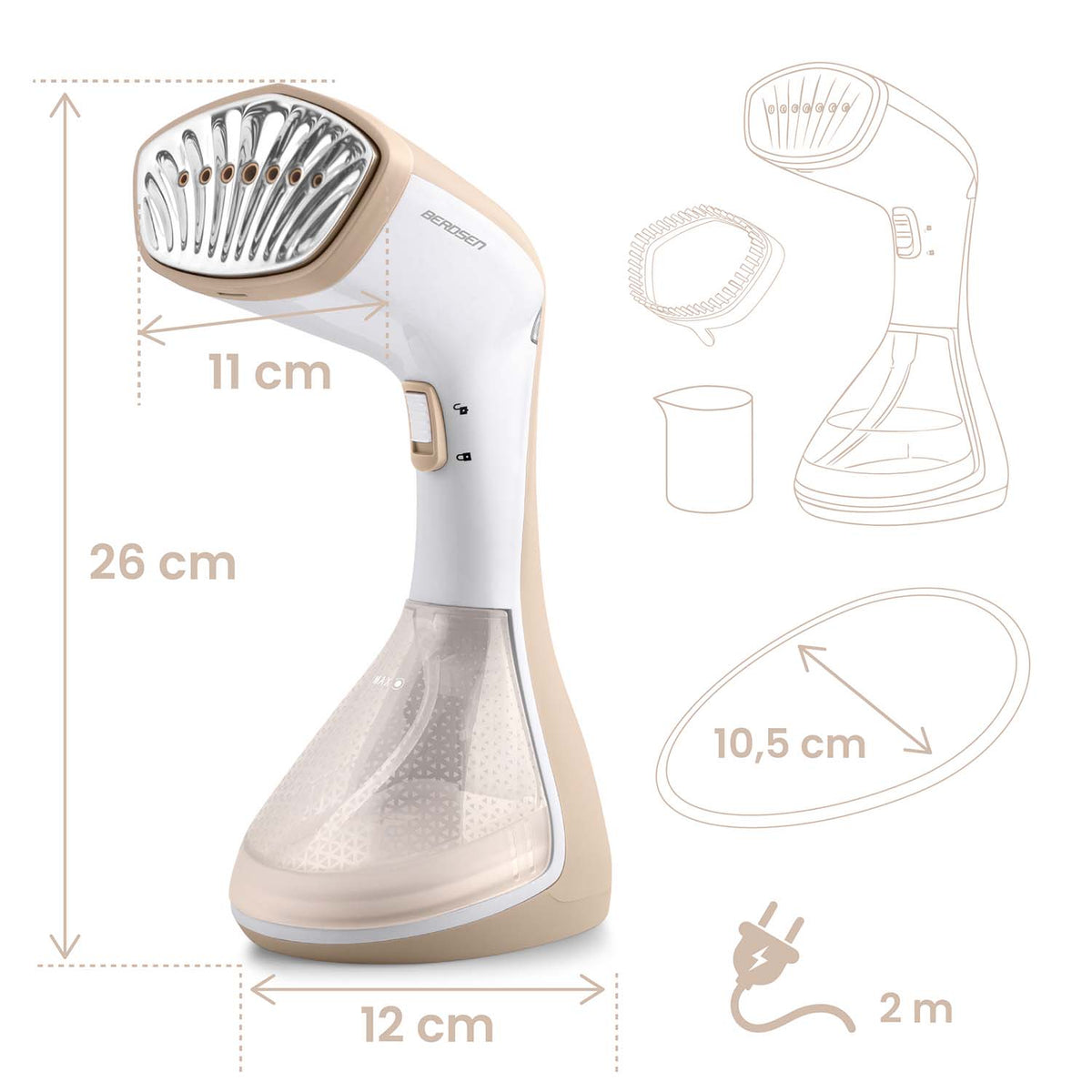 Drabužių garintuvas Berdsen, 1600 W, 230 ml