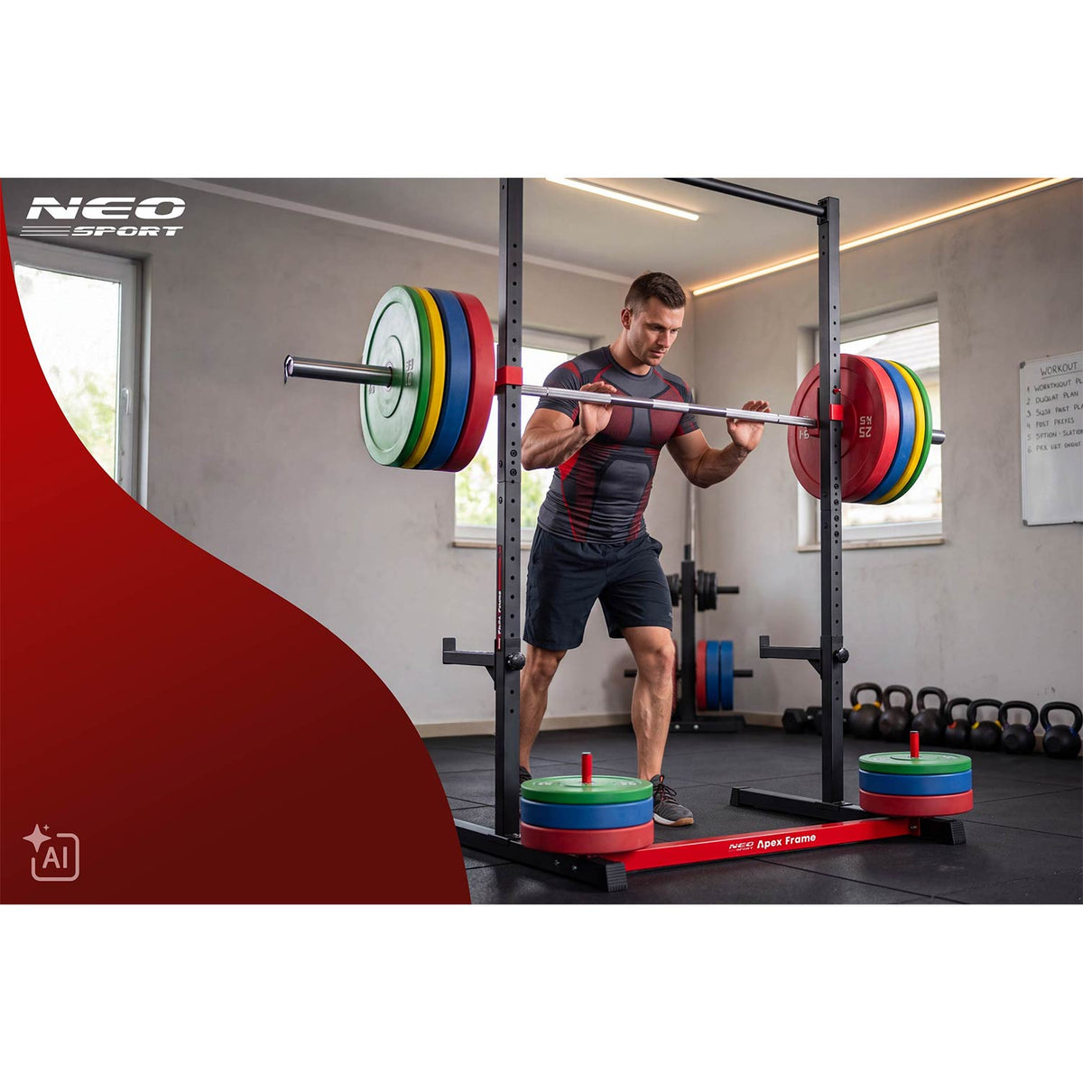 Stacionarus prisitraukimų skersinis ir štangos stovas Neo-Sport Apex Frame
