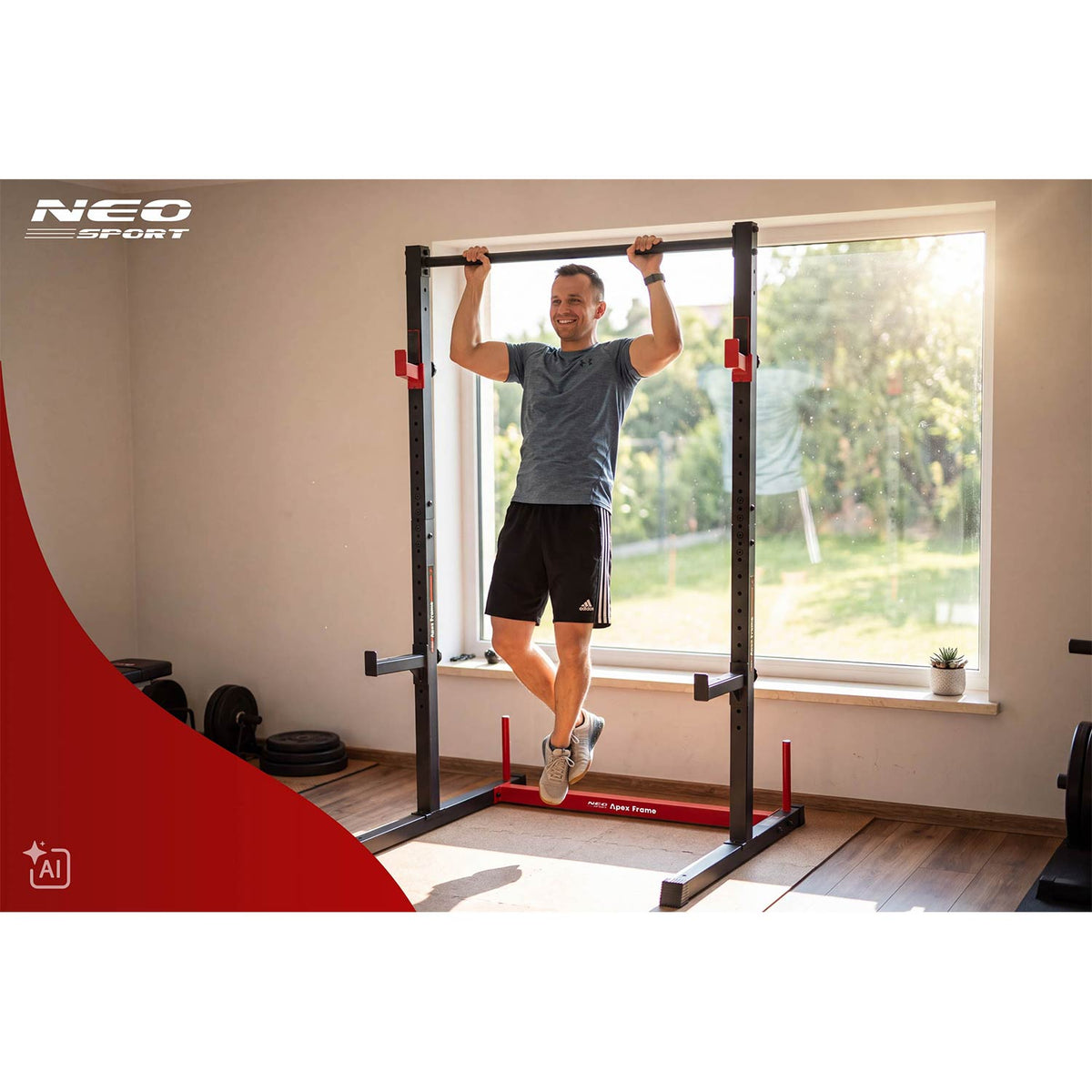 Stacionarus prisitraukimų skersinis ir štangos stovas Neo-Sport Apex Frame