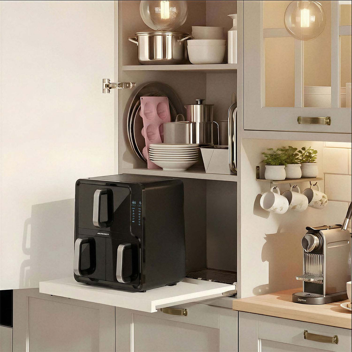 Dviejų skyrių karšto oro gruzdintuvė Berdsen, 12 l, 2800 W