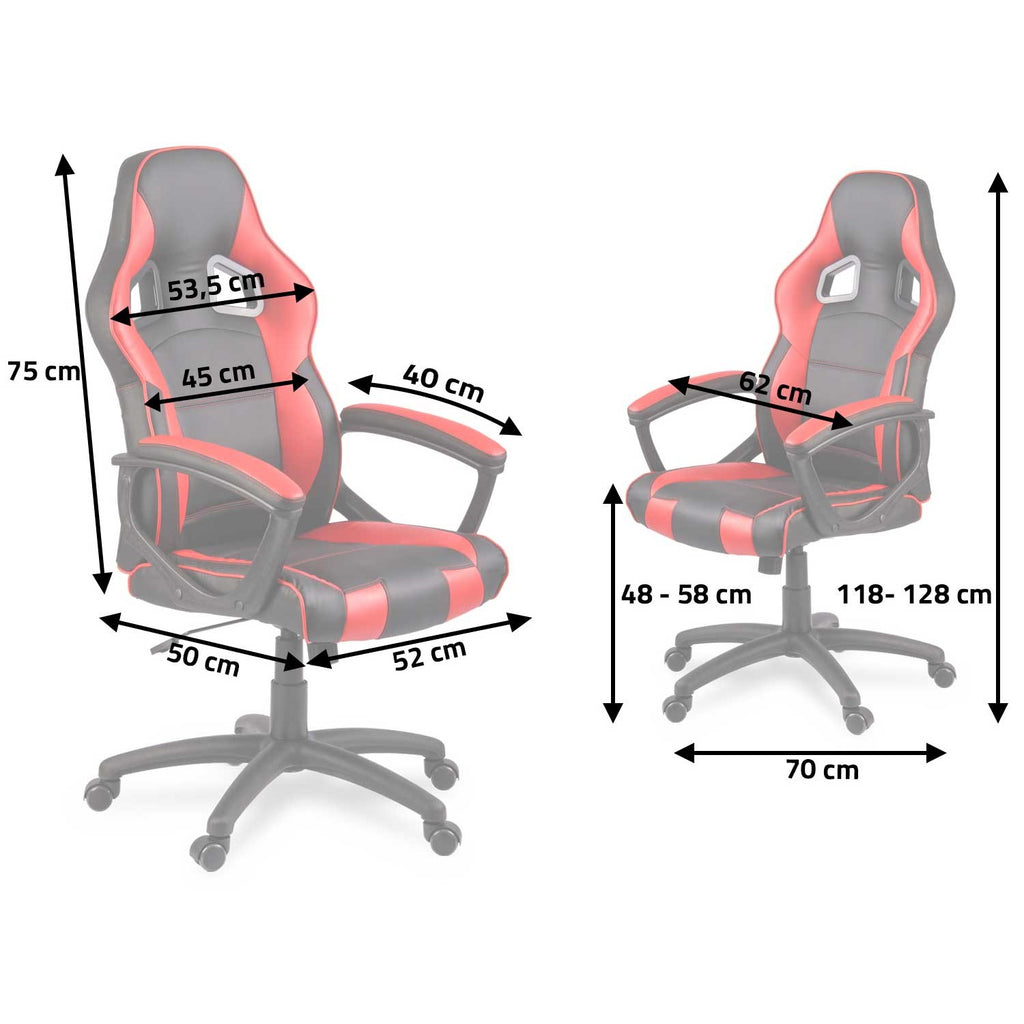 Juoda ir raudona žaidimų kėdė Sofotel Surmo su ergonomišku atlošu ir reguliuojamais porankiais