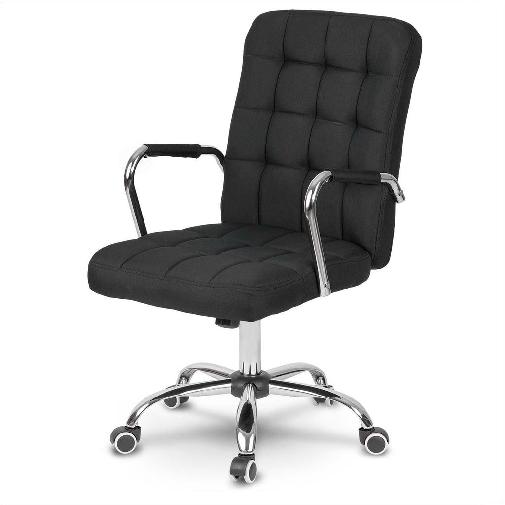 Juoda ergonomiška medžiaginė biuro kėdė Benton su porankiais ir TILT mechanizmu