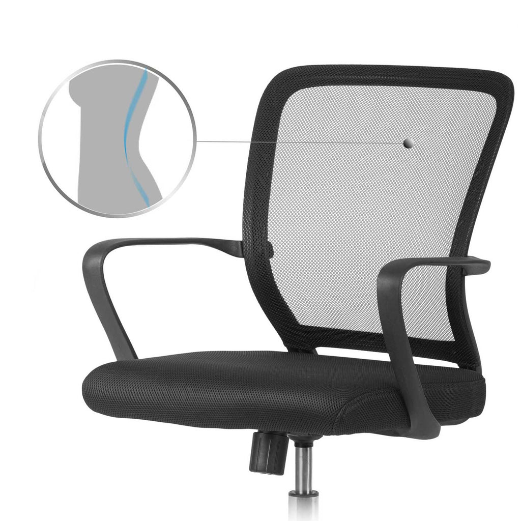 Juoda ergonomiška sukamoji biuro kėdė Sofotel Diran su tinkline nugara ir gumuotais ratukais