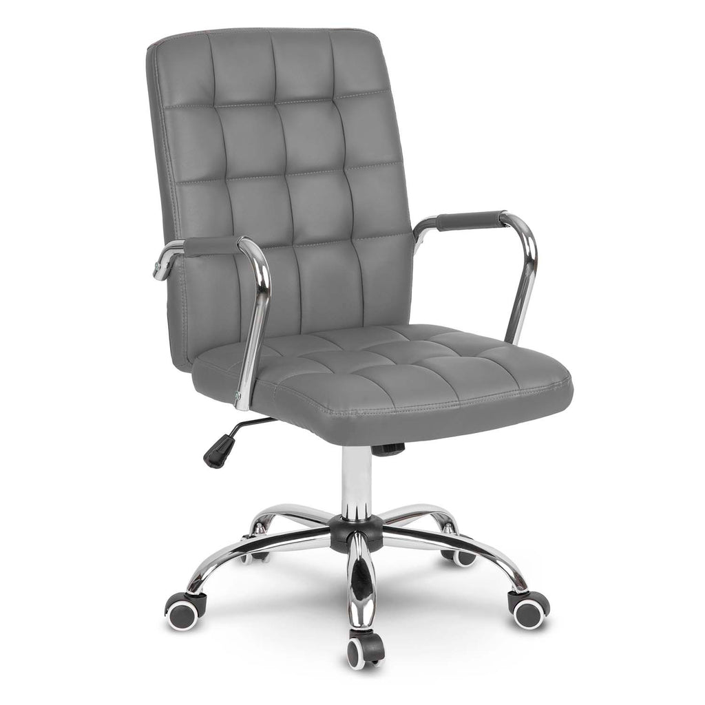 Pilka ergonomiška odinė biuro kėdė Benton su reguliuojamu aukščiu ir atsilošimo funkcija
