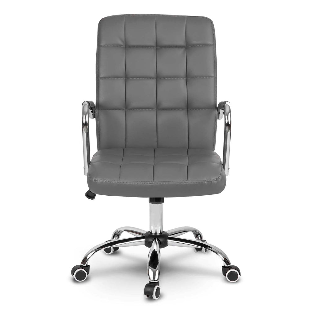 Pilka odinė biuro kėdė Benton su ergonominiu atlošu ir reguliuojamu aukščiu