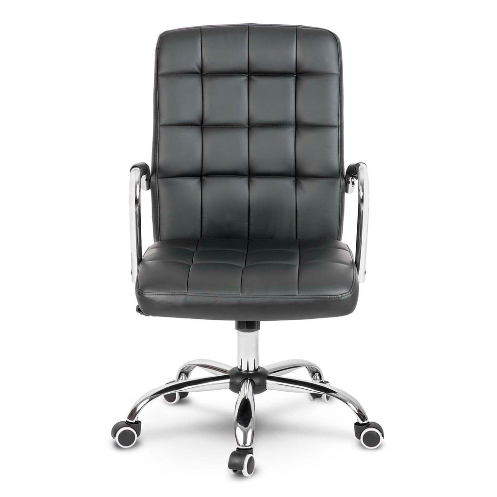 Juoda odinė biuro kėdė Benton su reguliuojamu aukščiu ir ergonomišku atlošu