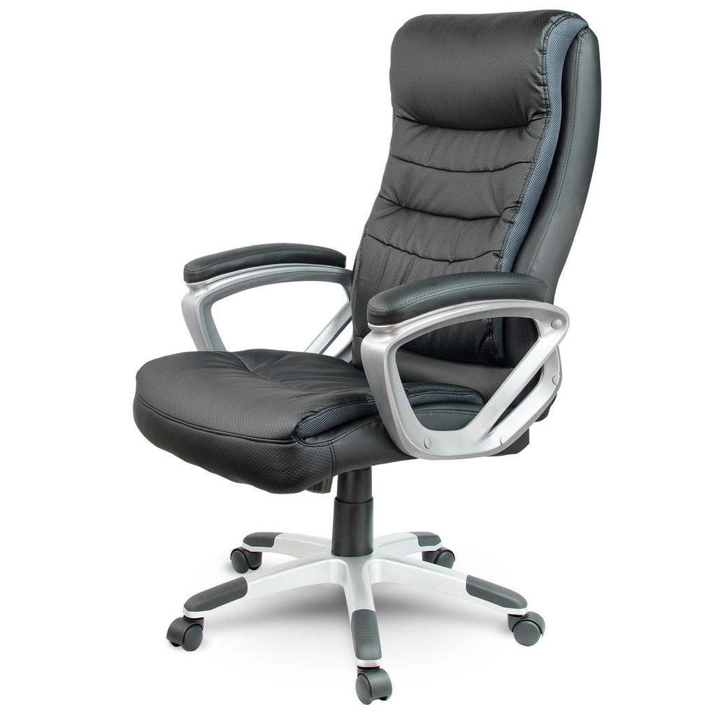 Juoda odinė biuro kėdė Sofotel EG-226 su galvos atlošu ir reguliuojamu aukščiu ergonomiška kėdė darbui