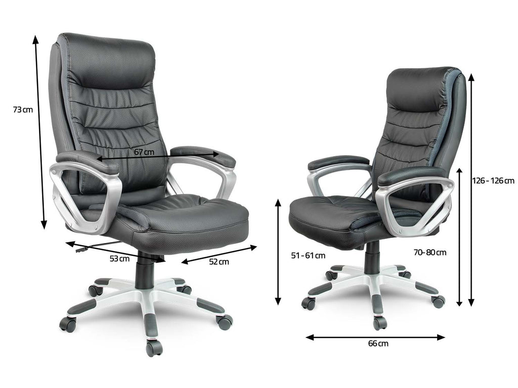 Juoda odinė biuro kėdė Sofotel EG-226 su galvos atlošu ir ergonominiais porankiais