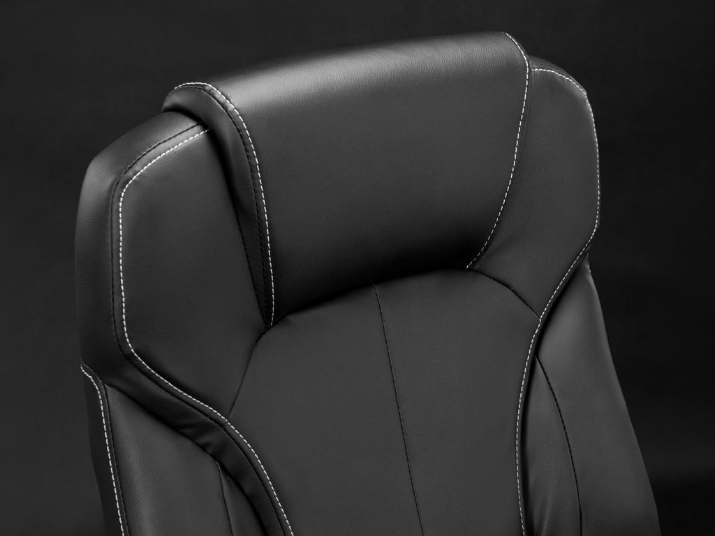 Juoda odinė biuro kėdė Sofotel EG-222 su ergonominiu dizainu ir reguliuojamu aukščiu