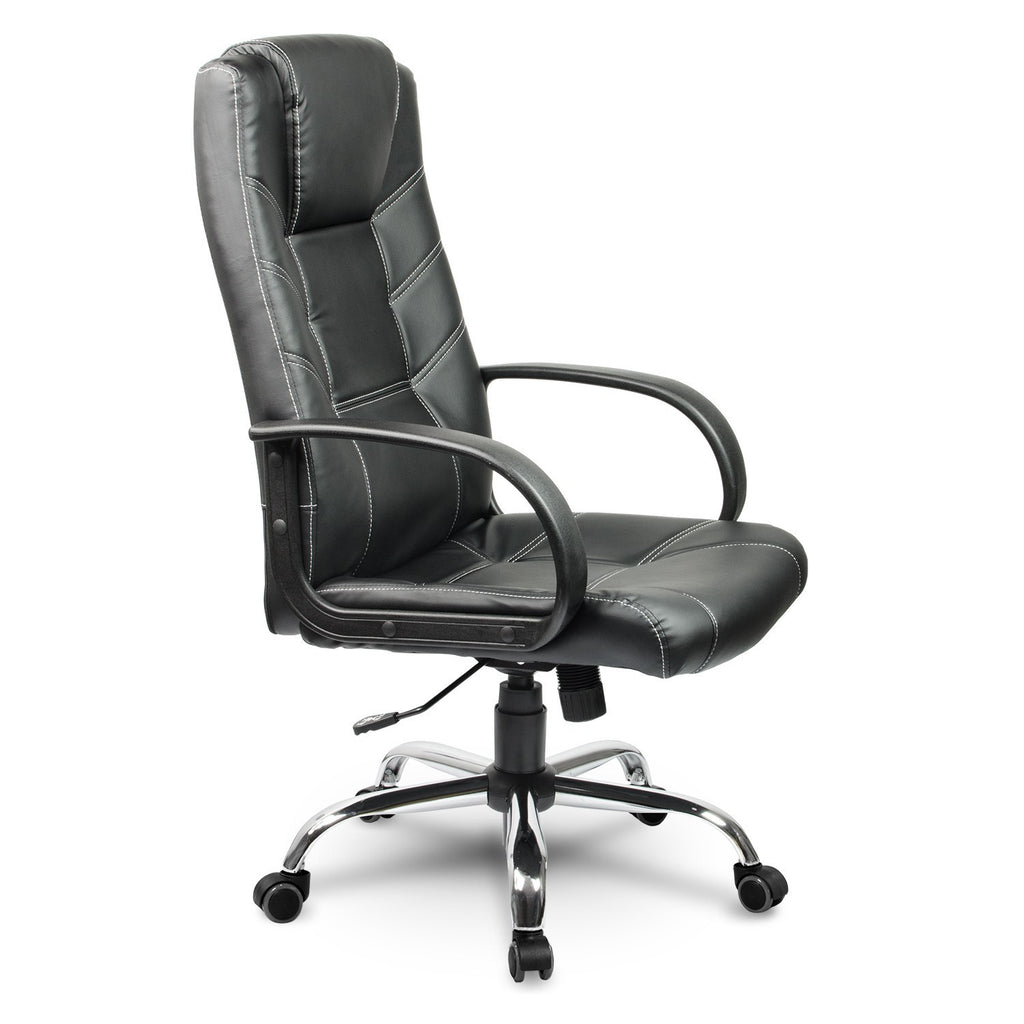 Juoda odinė biuro kėdė Sofotel EG-221 su porankiais ir ergonominiu atlošu