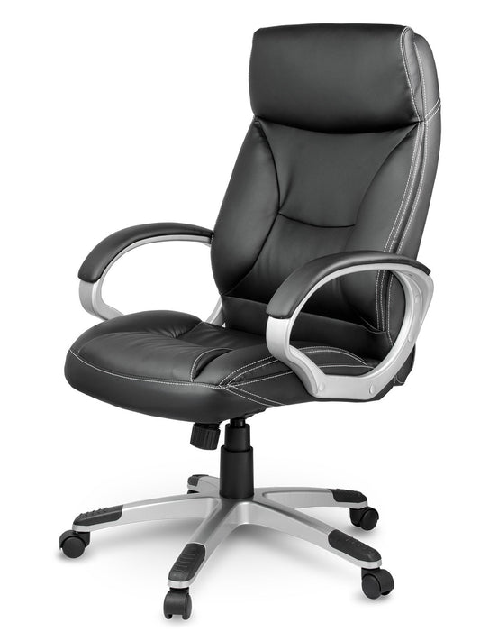 Juoda odinė biuro kėdė Sofotel su ergonomišku atlošu ir reguliuojamu aukščiu