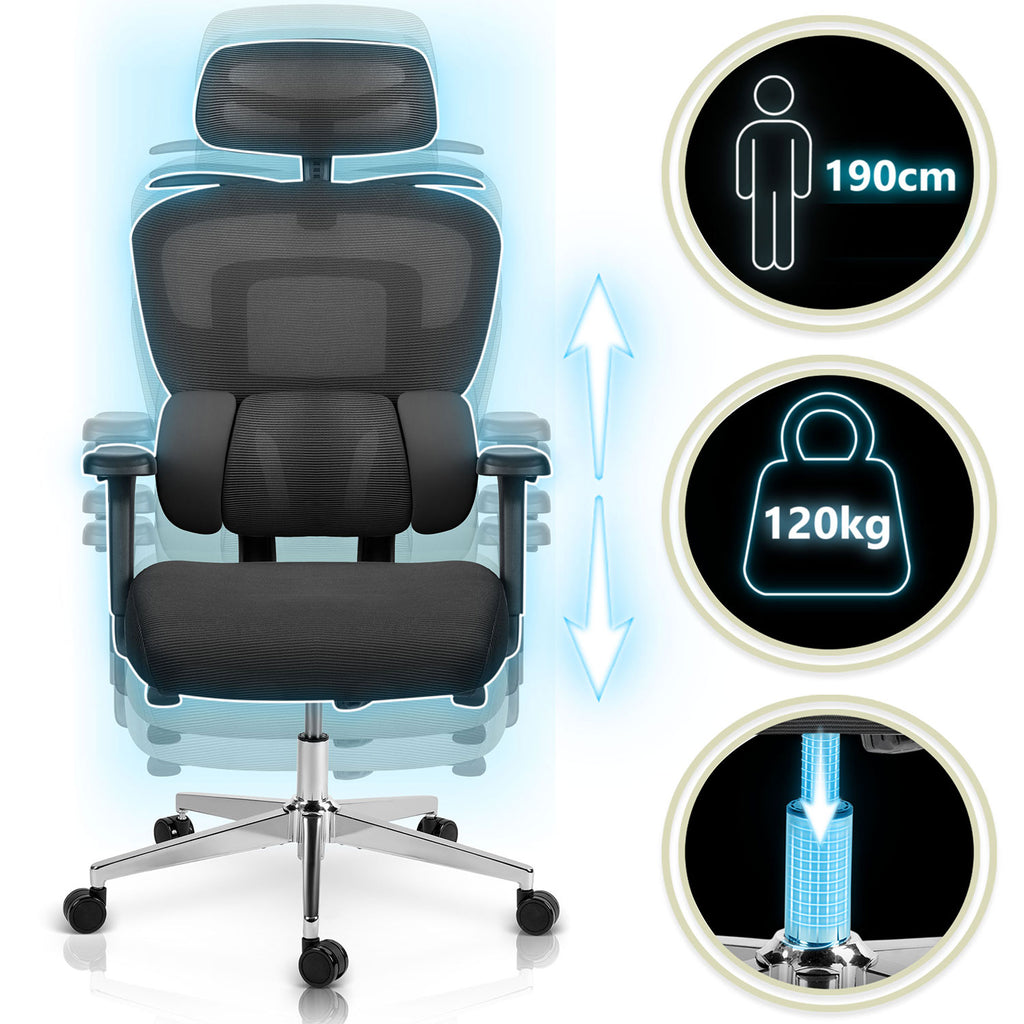 Ergonomiška juoda biuro kėdė Sofotel Talin su tinkline nugarėle ir reguliuojamais porankiais darbo komfortui