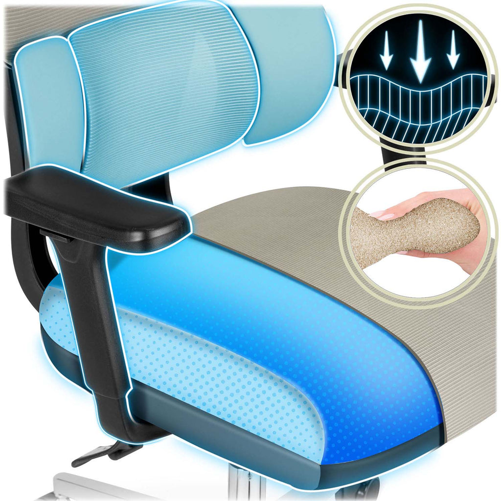 Pilka ergonomiška mikrotinklinė Sofotel Talin biuro kėdė su reguliuojamu atlošu ir porankiais