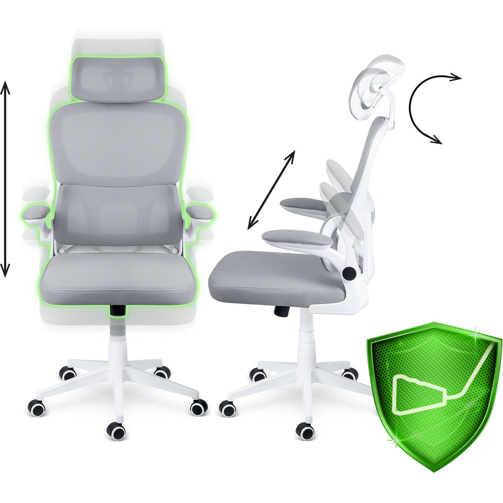 Pilka ergonomiška biuro kėdė su tinkleliu Sofotel Formax su reguliuojamu aukščiu ir patogiais porankiais