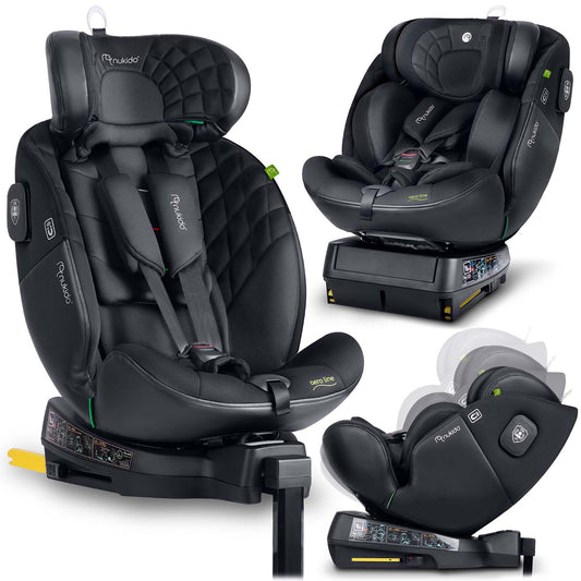 Automobilinė kėdutė 0-36 kg su ISOFIX juoda su 360 laipsnių pasukama baze vaikams nuo gimimo iki 12 metų