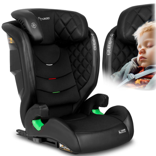 Nukido Louis juoda automobilinė kėdutė vaikams 15–36 kg su ISOFIX nuo 4 iki 12 metų
